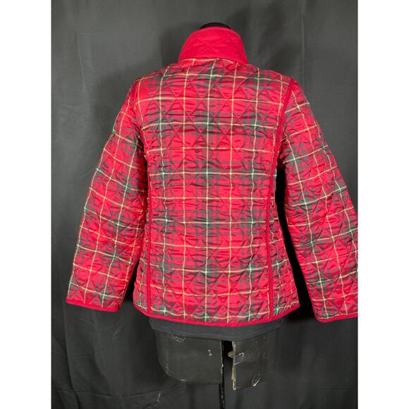 Plaid/Red Reversable Quilted Puffer Jacket, Snaps Closed - Picture 9 of 10